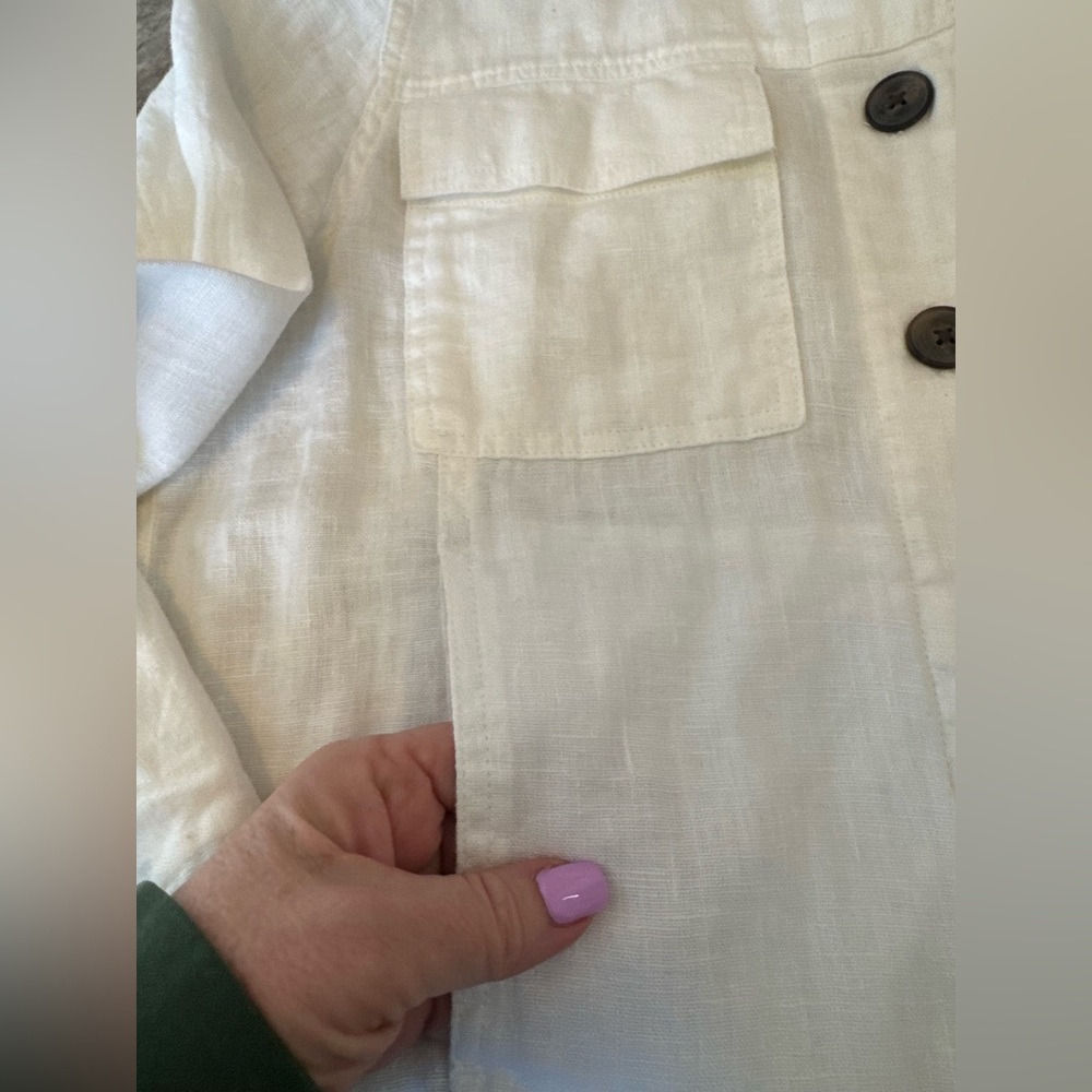 Nicole Miller 100% Linen White Button-Up Jacket, Like New - Picture 5 of 11